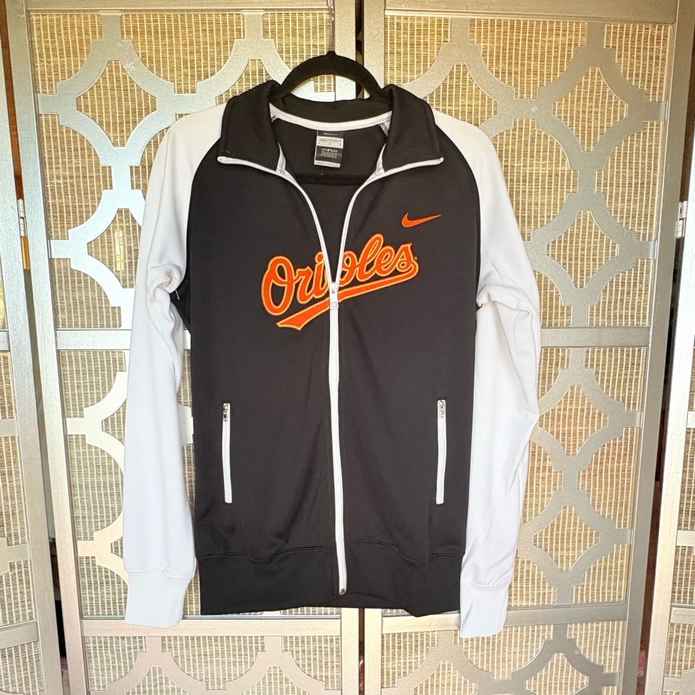 Orioles Nike Black and White Jacket with Orange Accents